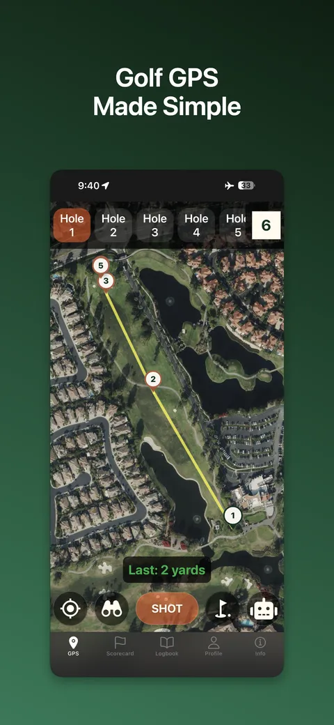 A full hole traced shot by shot across the fairway